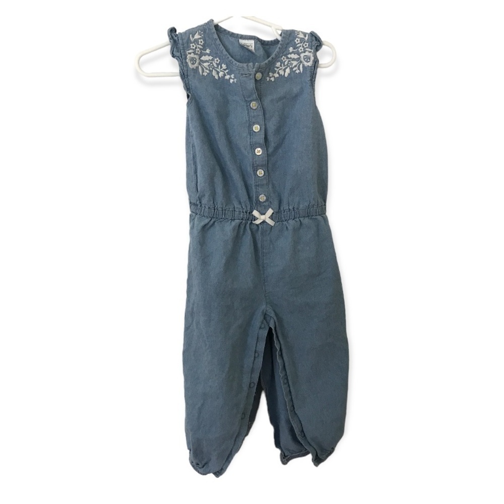 3/$15 Carter’s toddler boho blue and white floral embroidered jumpsuit